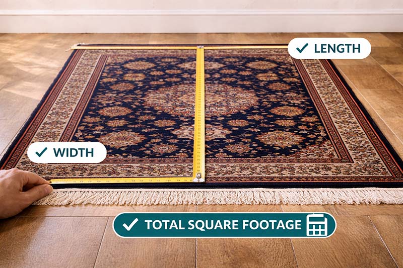 Measure the length and width of your rug