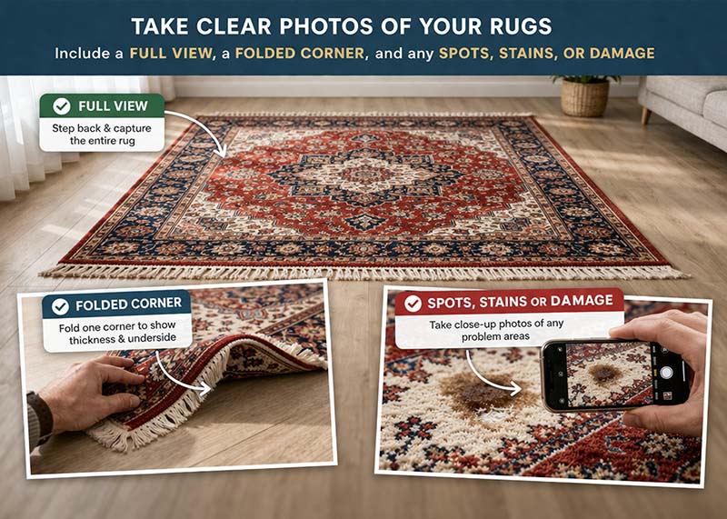 Take clear photos of your rugs